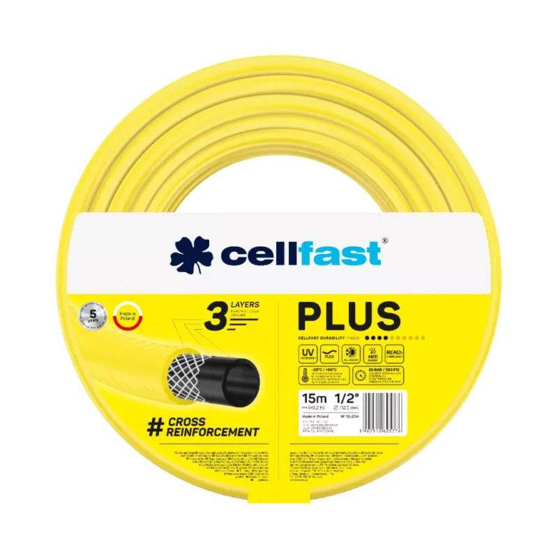 Ajánlat CELLFAST Locsolótömlő 3 rétegű PLUS 1/2&quot15 m