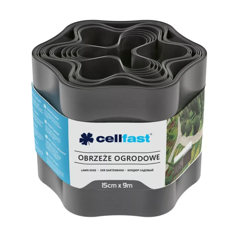 Újdonság CELLFAST Ágyásszegély hullámos 15 cm x 9 m grafit